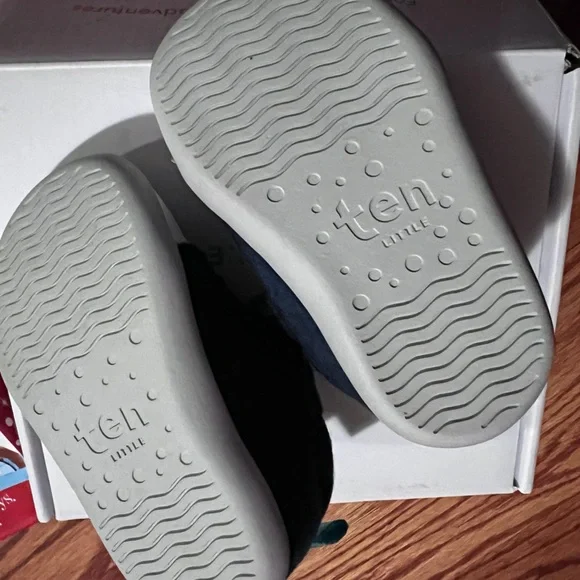 Ten Little First Walkers Navy / White Shoes Size 3 NIB Blue Velcro Box Included - Picture 2 of 2